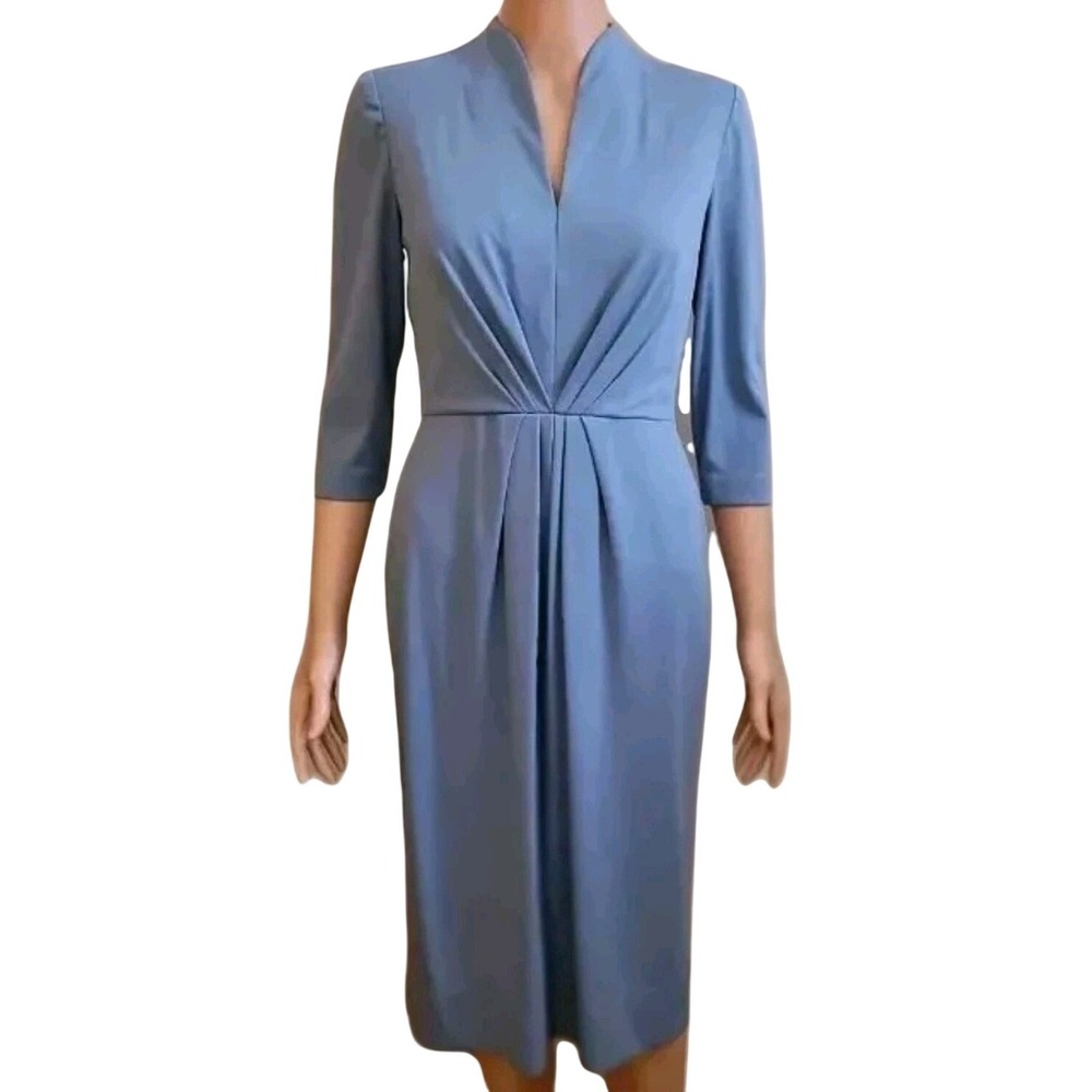Vintage 60s Blue Pencil Dress Womens S First Lady Church Office Cocktail Middi V - Picture 1 of 16